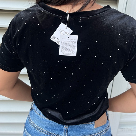 Black cropped sparkly tshirt - Picture 3 of 5